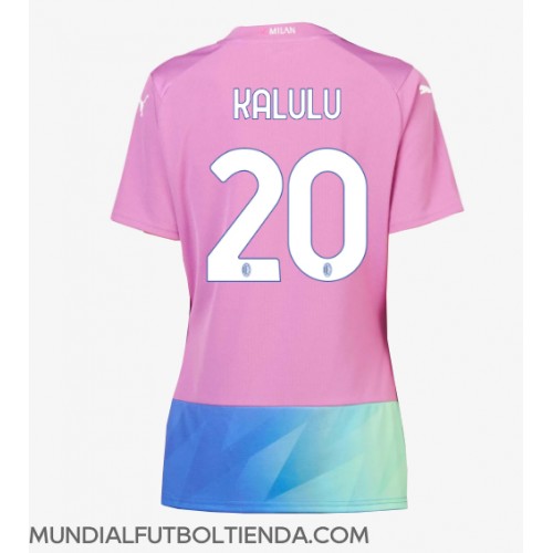 Camiseta AC Milan Pierre Kalulu #20 Tercera Equipación Replica 2023-24 para mujer mangas cortas